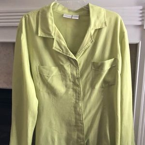 Soft Surroundings Tunic Large Women Collared Button Up Pockets Slits on Sides =L
